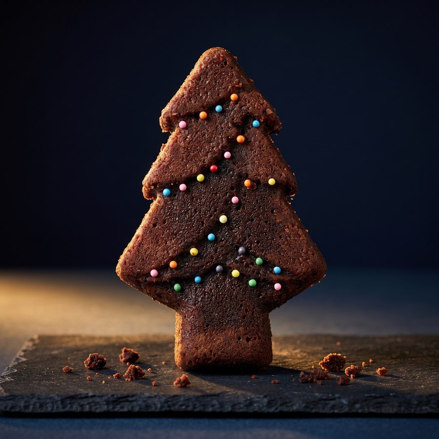 Árbol de navidad de brownie de melt decorado con grageas de colores, en Medellín