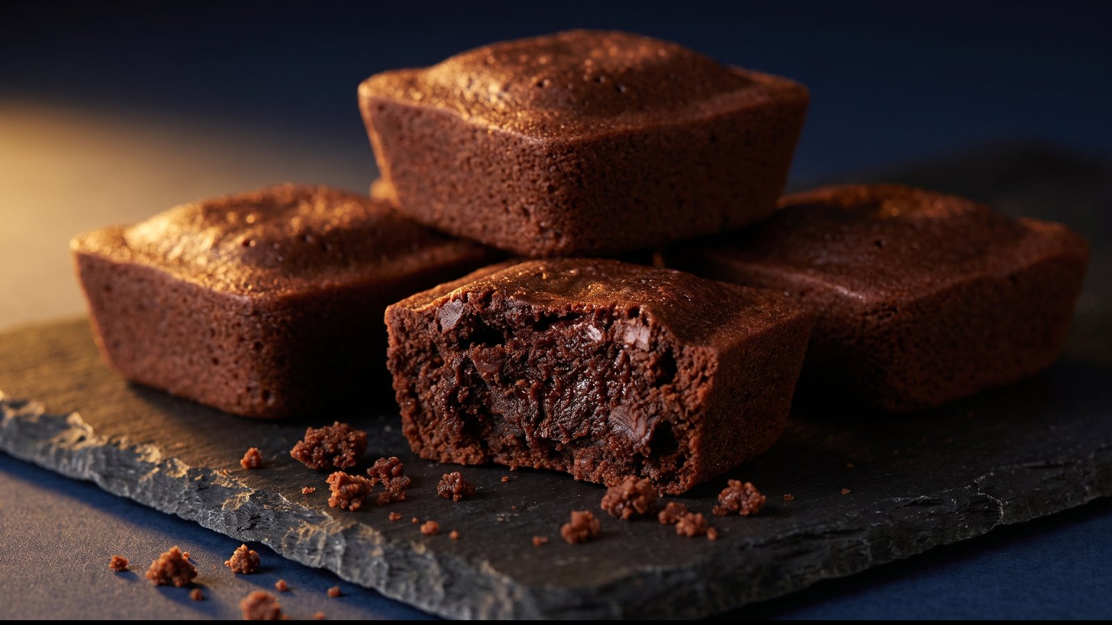 Brownies fudgy de melt, uno partido mostrando la miga húmeda, para eventos y regalos en Medellín